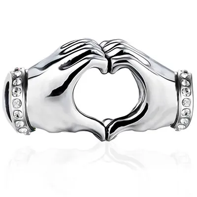 £17.95 • Buy I Love You Heart In Hands Charms .925 Sterling Silver Charm Bracelet Bead