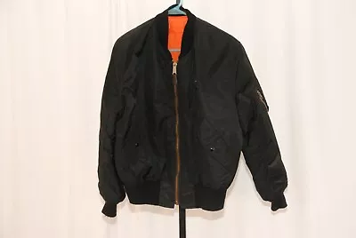 Vintage USAF MA-1 Intermediate Flight Jacket Corinth Mens Med Black Orange USA • $49.99