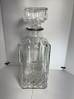 VTG 9  Liquor Square Clear Cut Glass Decanter W/Stopper • $15