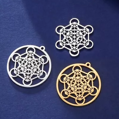 5Pcs Metatron's Cube Pendant For Necklace Bracelet Sacred Amulet DIY Charms • $7.99