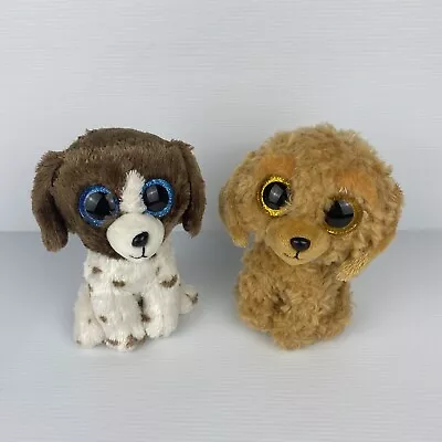 TY Beanie Boos Plush Noodles & Muddles Spaniel Silk 15cm Brown Puppy Dog  Lot X2 • $24.90