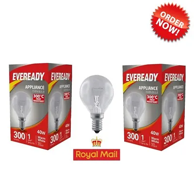 2 X Eveready Oven Bulb 40W Golf SES E14 Oven Appliance Bulb Up To 300 Degrees • £5.99