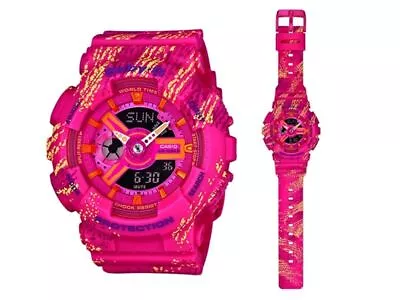 Casio Baby-G * BA110TX-4A Graffiti Pattern Pink Anadigi Watch Ivanandsophia • $195.80