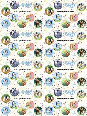 BLUEY Personalised Birthday Gift Wrapping Paper 3 Designs ADD NAME • £4.19