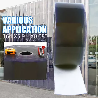 $99.09 • Buy Clear PVC Roll Plastic Strip PVC Curtain Fridge Door 50m X 150mm X 2mm