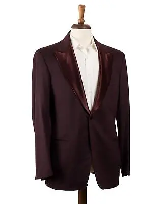 Kiton $26500 Burgundy 100% Vicuna Peak Lapels Smoking Evening Jacket (50 IT) 40 • $4315.50