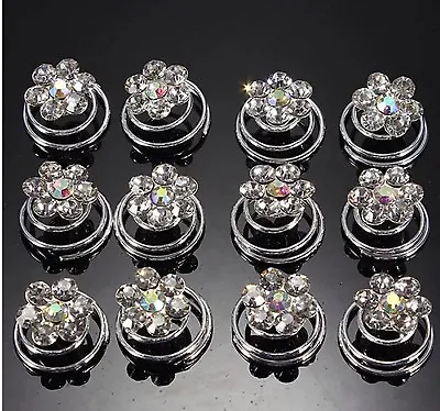 Hair Jewels.springs.coils.spirals.AB /diamante. Pack Of 12.bridal.brides.party. • £3.99