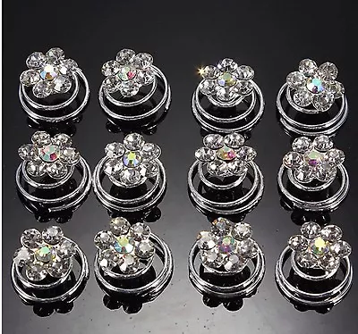 Hair Jewels.springs.coils.spirals.AB /diamante. Pack Of 12.bridal.brides.party. • £3.99