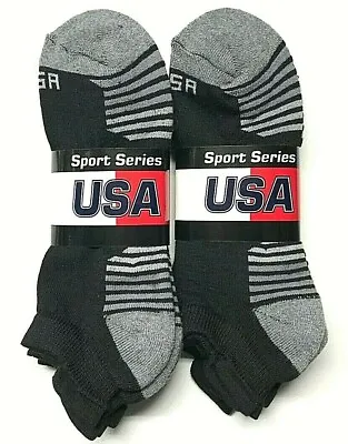 3 Pair Men USA Cushion Bottom Black Heel-Tab Low Cut Sport Sock SZ10-13. • $8.59