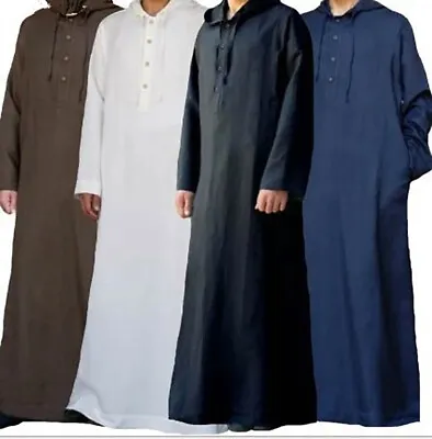 Men Thobe Robe Thoub Jubba Dishdasha Muslim Islam Arab Abaya Kaftan Dress UK • £13.29