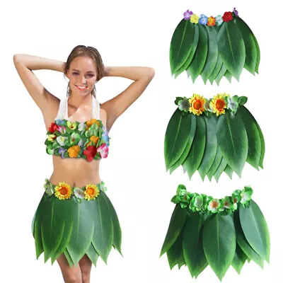 Hawaiian Palm Leaf Skirt Fancy Dress Costume Grass Skirt Luau Summer Beach__- • $8.69