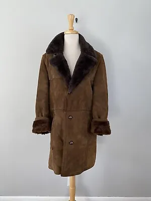 Vintage London Fog Size L Brown Lambskin Rancher Yellowstone Faux Shearling Coat • $125.88