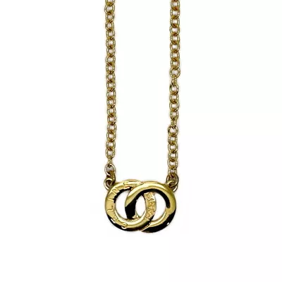 CELINE Double Circle Logo Vintage Necklace GP Used • $228.14