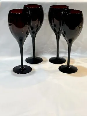 Set Of 4 Mikasa Elite Purple Amethyst Crystal Wine Glasses Elegant Plum • $49.95