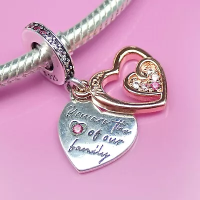 Mum The Heart Of Our Family S925 Bracelet Charm For 3mm Snake Chain • £9.99