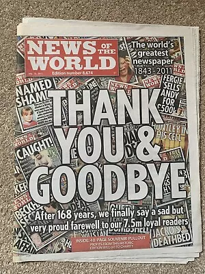 The Last Edition Of The News Of The World 10TH July 2011 • £100