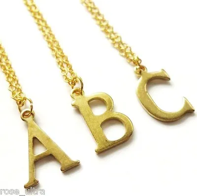 £2.95 • Buy Gold Initial Necklace, Personalised Letter Pendant Dainty Vintage Monogram Charm