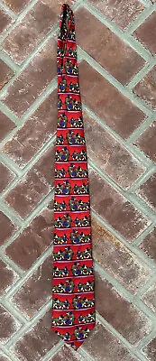 The Disney Store Christmas Tie Mickey Mouse Goofy Donald Duck With Cut Tree Silk • $11.99