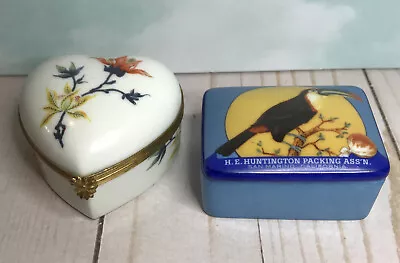 Vintage Limoges France Heart Trinket Box Shaped & Blue Rectangular Toucan Limoge • $15.75