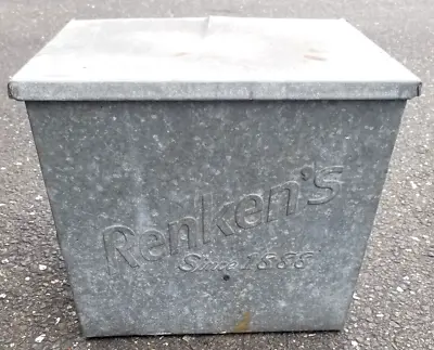 Vintage Galvanized Insulated Embossed Renken’s Dairy Milk Box Brooklyn New York • $129.99