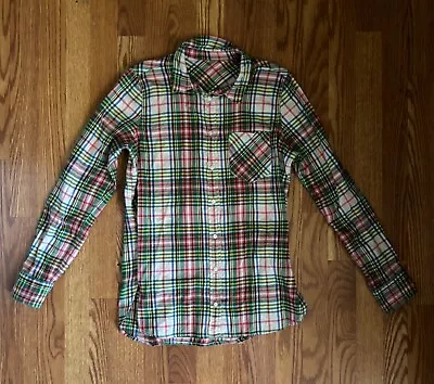J.CREW Cotton FLANNEL PLAID Tartan CHECK CLASSIC Fit Button Down BOY Shirt 6 M • $29.99
