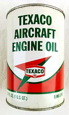 Vintage TEXACO Aircraft Engine Oil 1 Quart Metal Can - Empty • $63