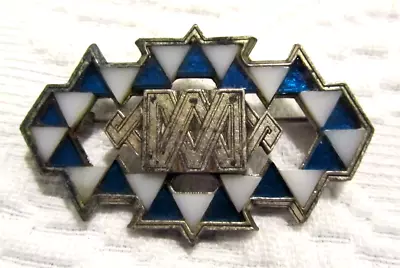 Vintage Silver Tone MIRACLE Pin Brooch~Inlay Glass Tiles~Turquoise & White~NR! • $14.95