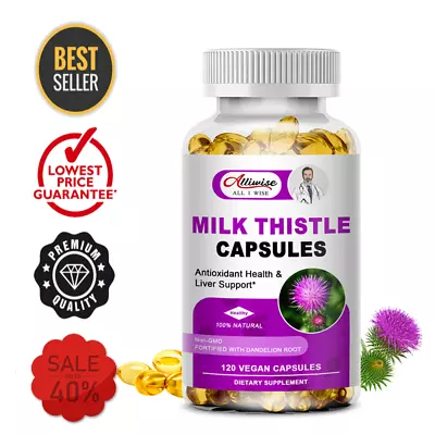 Milk Thistle 1000mg (Silymarin) W/ Dandelion Root Support Liver Detox Cleanse • $13.99