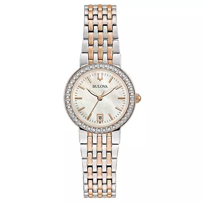 Bulova Women's Quartz Two-tone Diamond Accent Calendar 26MM Watch 98R280 • $183.99