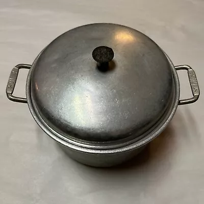 Vintage Aluminum Pot & Lid Round 4 Quarts Camping Stove Soup Rustic Old Metal￼￼ • $20