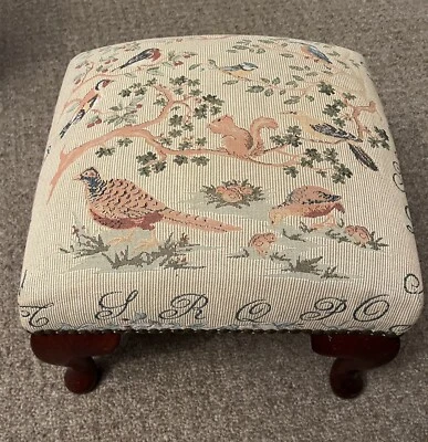 Vintage Foot Stool/Seat Woodland & Alphabet Wooden Queen Anne Legs • £19.99