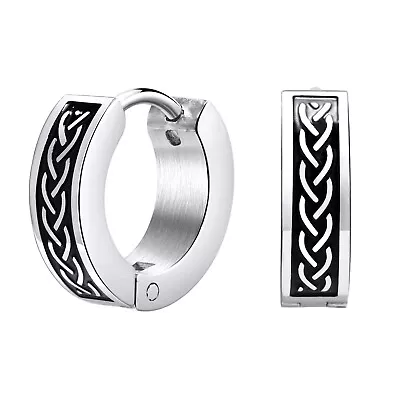 Retro Celtic Knot Earrings For Men Stainless Steel Hoop Huggie Earrings Gifts  • £7.19