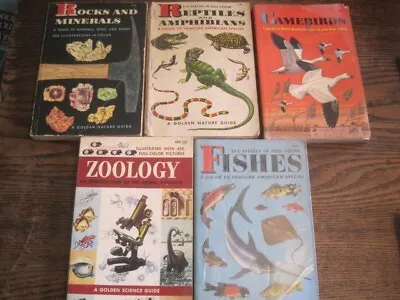 $19.99 • Buy Lot Of 5 VTG Golden Nature Guides BY ZIM- 1950-10S-ROCKS/FISHES/GAMEBIRDS/REPTIL