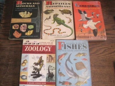 $19.99 • Buy Lot Of 5 VTG Golden Nature Guides BY ZIM- 1950-10S-ROCKS/FISHES/GAMEBIRDS/REPTIL