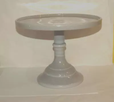 Mosser Glass 9  Pedestal Cake Plate Platter | Marble Gray NEW IN BOX • $39.99