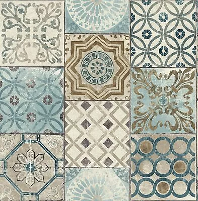 NextWall Moroccan Style Peel And Stick NW30002 Mosaic Tile Wallpaper Blue • $34.99