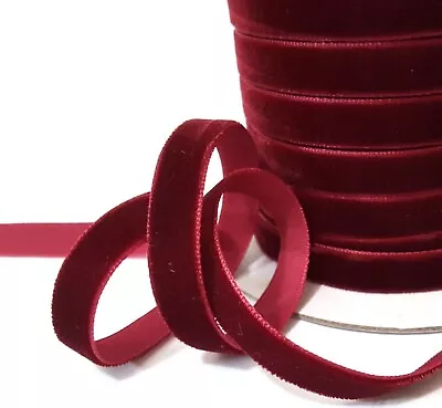 10 Yards 3/8 Inch Burgundy Velvet Ribbon • $9.99