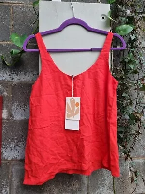 Mister Zimi Tilly Cami 8 Bnwt Rrp$89 Linen Blend Cherry Red Top New • $35