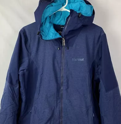 Marmot Jacket Insulated Lightweight Hooded Full Zip Navy Blue Coat Mens XL • $33.99