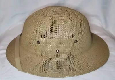 VTG Pith Safari Hat W/adj Sweatband Khaki Straw Helmet Hat • $19.99