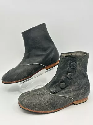 MAGNOLIA PEARL Women Size 37 US 7 Leather Charcoal Victorian Ankle Booties • $270.99