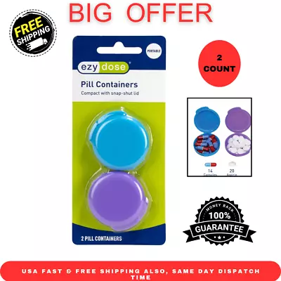 Daily Round Portable Pill And Vitamin Containers Assorted 2 Count • $4.98
