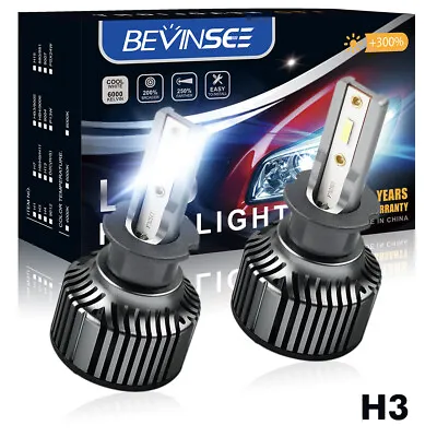 Bevinsee H3 LED Headlight Conversion Bulbs High Low Beam Fog Light Lamp Kit 50W • $9.99