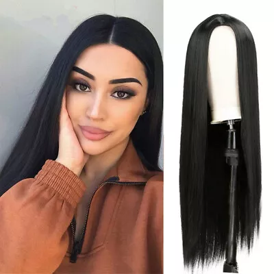 Sexy Women Synthetic Wigs Black Wig Long Silky Straight Hair Full Wigs Cosplay • $15.19