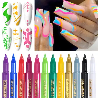 $2.08 • Buy Nail Art Graffiti Pen UV Gel Polish Waterproof Drawing Painting Liner Brush DIY