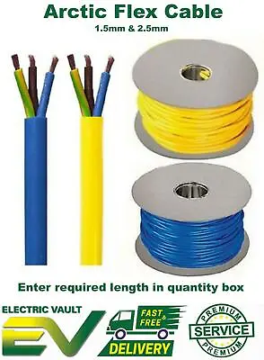 Arctic Flex Cable Blue Yellow 1.5mm 2.5mm 3183AG 3 Core Flex Sold Per Meter • £1.95