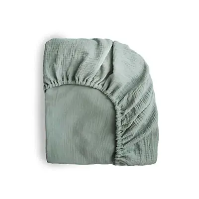 Mushie Extra Soft Muslin Fitted Mini Crib Sheet | 24inchx 38inch Roman Green  • $40.72