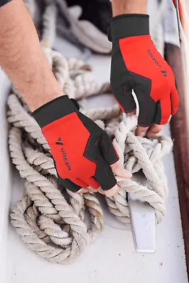 Premium Amara Leather SAILING GLOVES/YACHTING GLOVES/BOAT ROPE GLOVES/CUT FINGER • £11.99