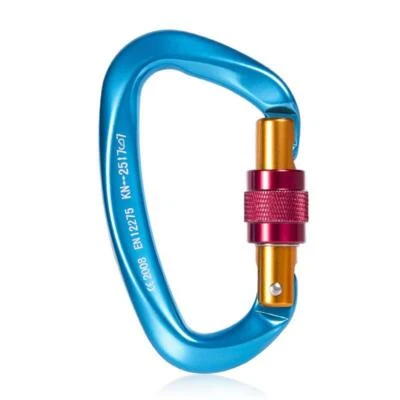 £5.19 • Buy 25KN Carabiner Clip Hook D-Ring Heavy Duty Aluminum Screw Lock Rock Climbing UK