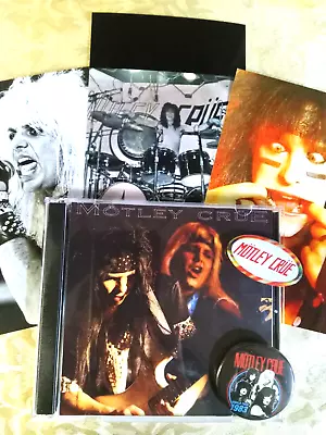 MOTLEY CRUE Vtg PINBACKS PIX + Free CD Rare '85 FRESNO Theatre Of Pain TOUR Snbd • $27
